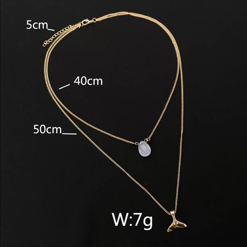 Fish Tail  Gem Necklace - Picture 2 of 4